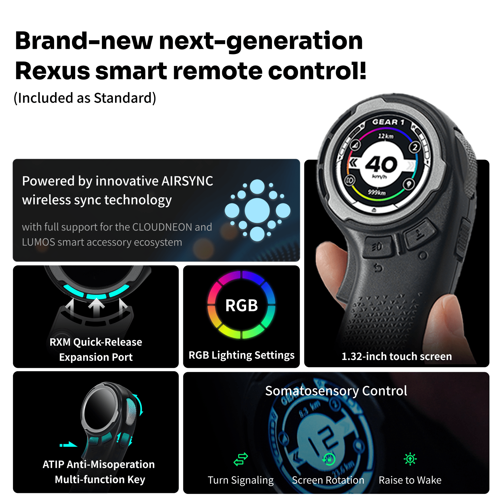 Rexus smart remote for Exway Flex Pro V3 electric skateboard with app connectivity