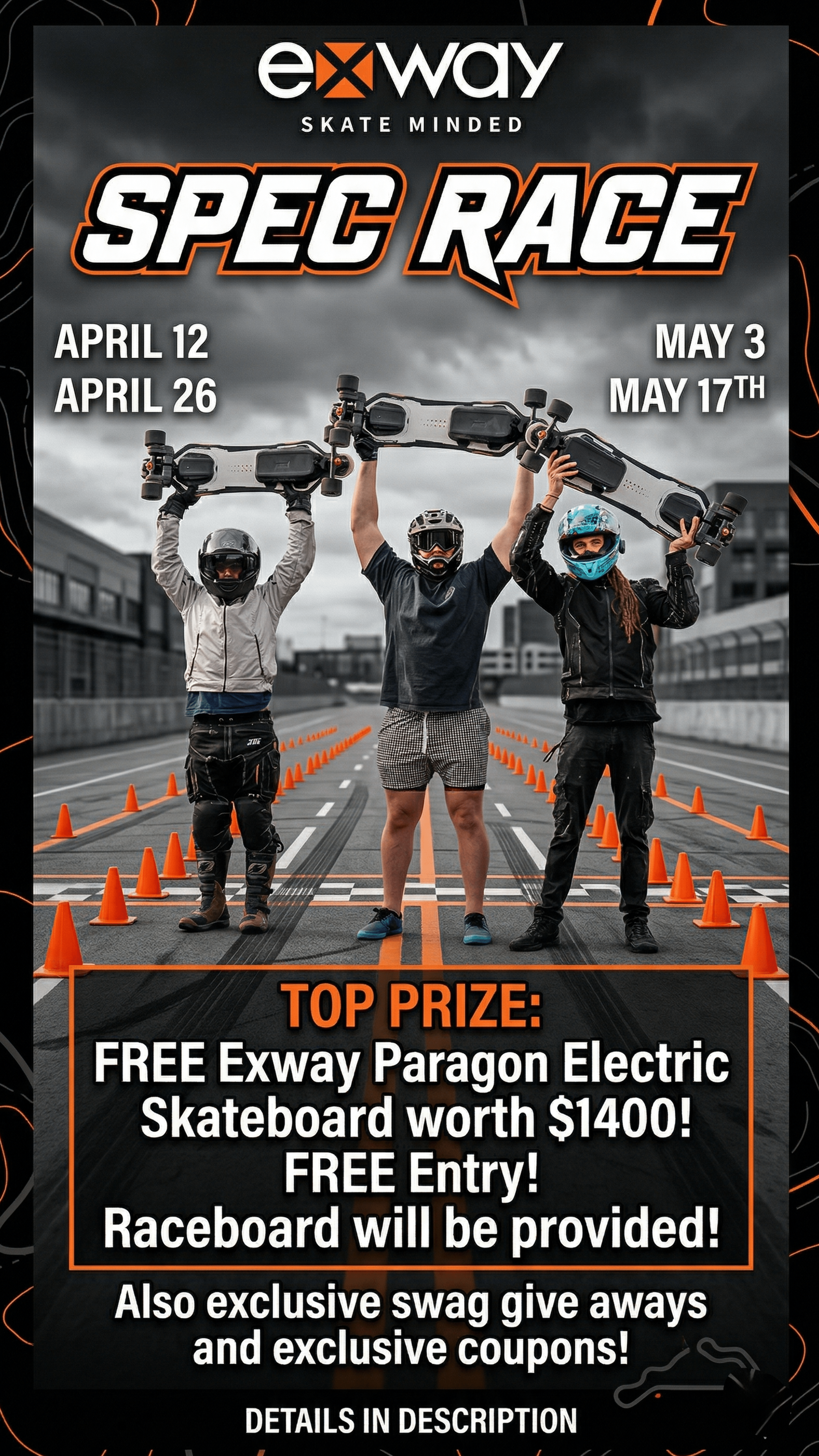 EXWAY SPEC RACE —On May 17, 2026 in Utah - Exway Electric Skateboard