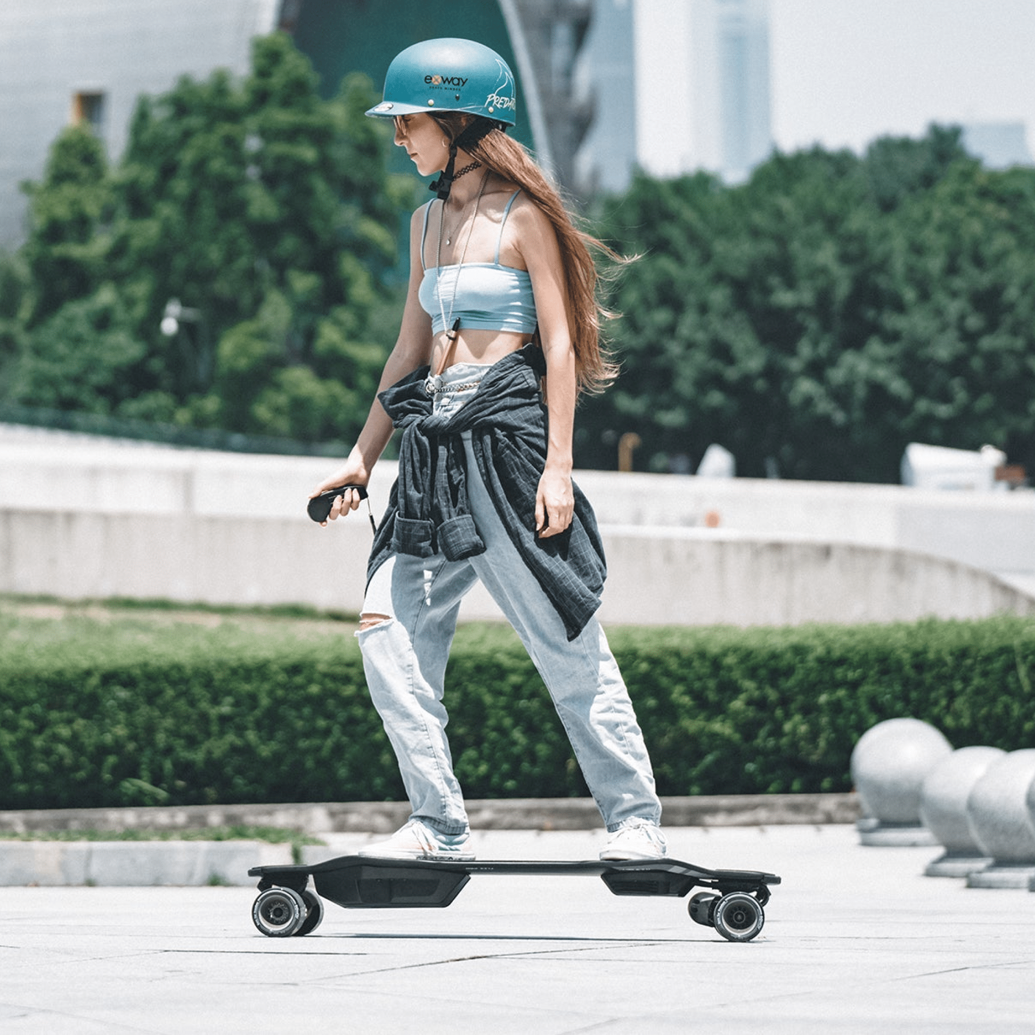 Exway Flex Pro skate eletrico vista de baixo do deck